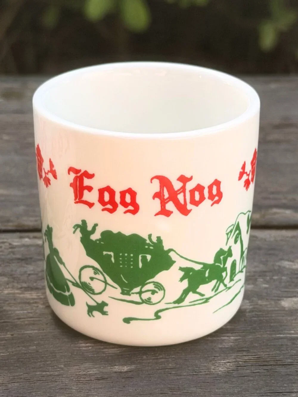 MIRACLE Set of 2 Retro Eggnog Holiday Mugs Ceramic 6oz Winter Scene Christmas